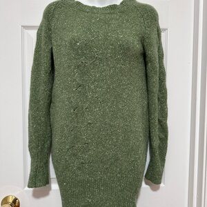 Lily Mcneal Women’s Green Pullover Sweater Dress Medium 75% Wool & 25% Angola